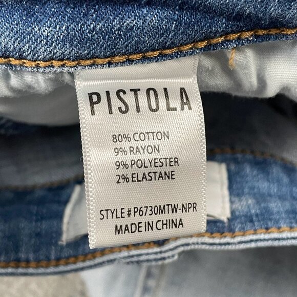 Pistola Jeans Womens 27 Arielle Skinny Scissor Cut Raw Hem Light Wash Denim - Picture 4 of 9